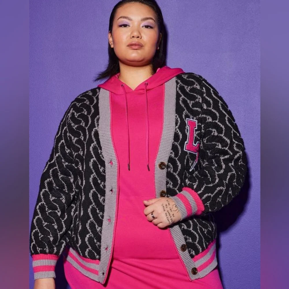 Torrid NWT Lovesick Jacquard Button Front Crop Sweater Cardigan - Picture 2 of 5